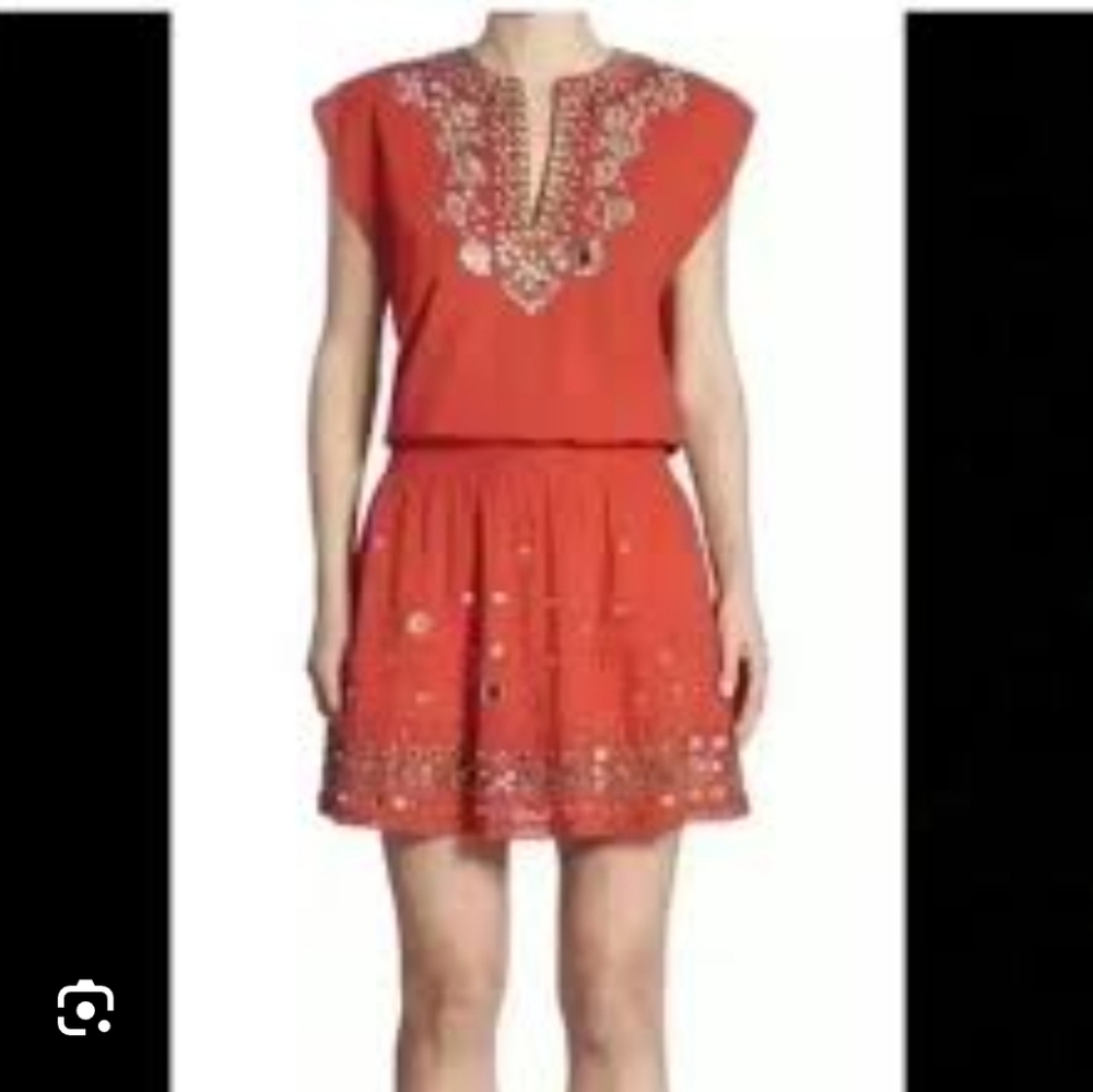 Alice + Olivia Red Mirror Detail Dress Women’s S Boho Chic - Picture 2 of 12